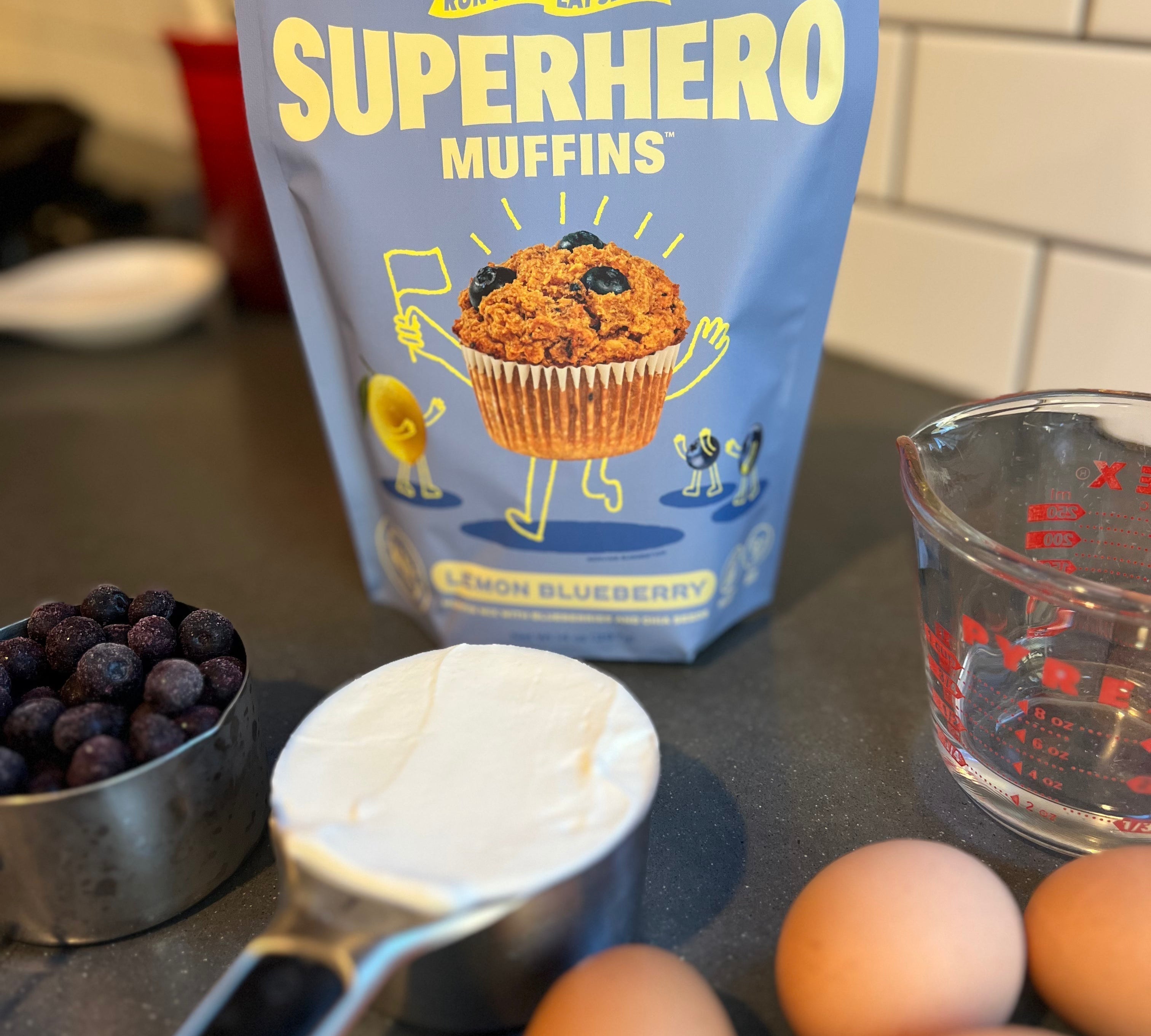 Protein Lemon Blueberry Superhero Muffins