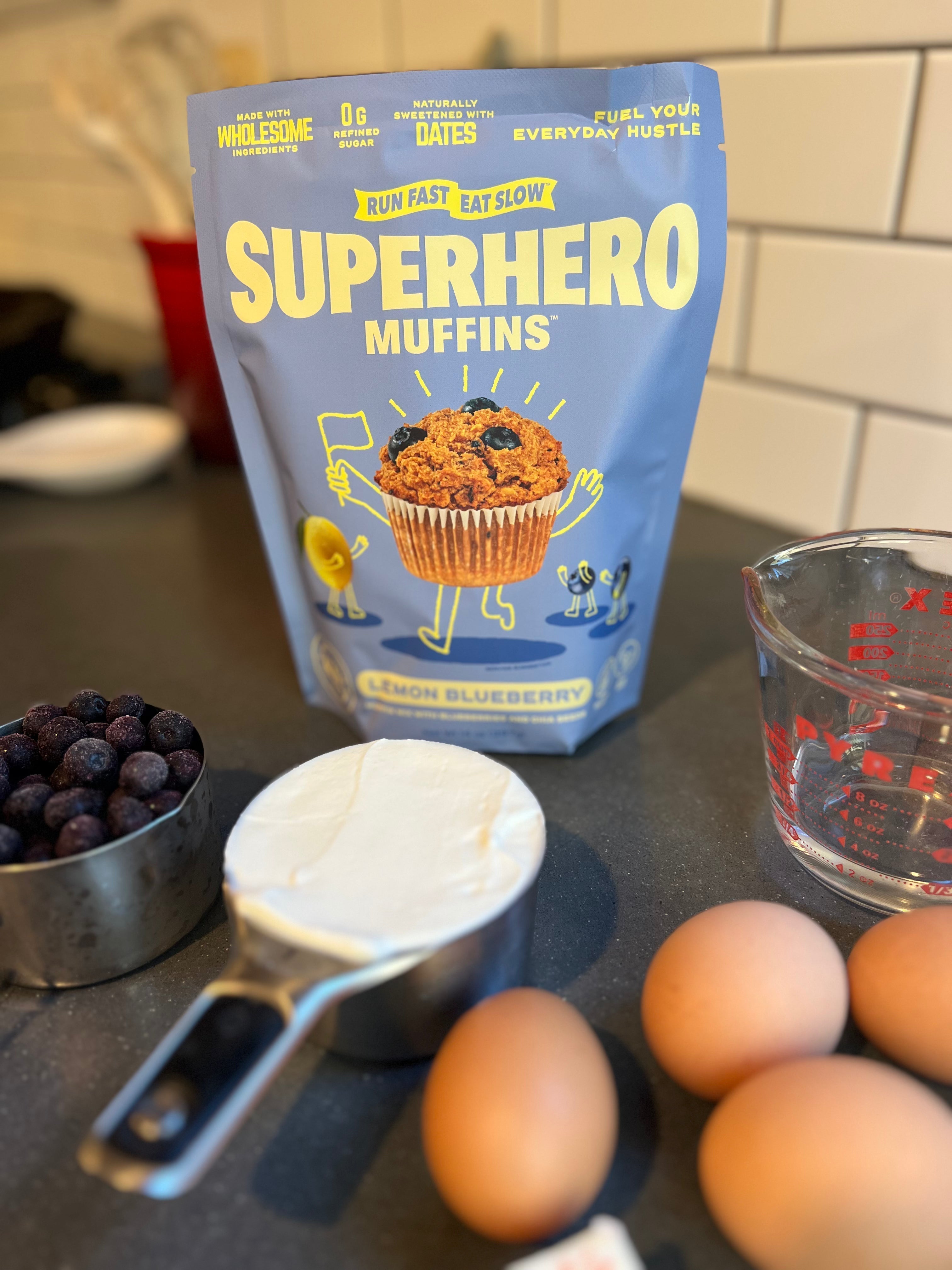 Protein Lemon Blueberry Superhero Muffins