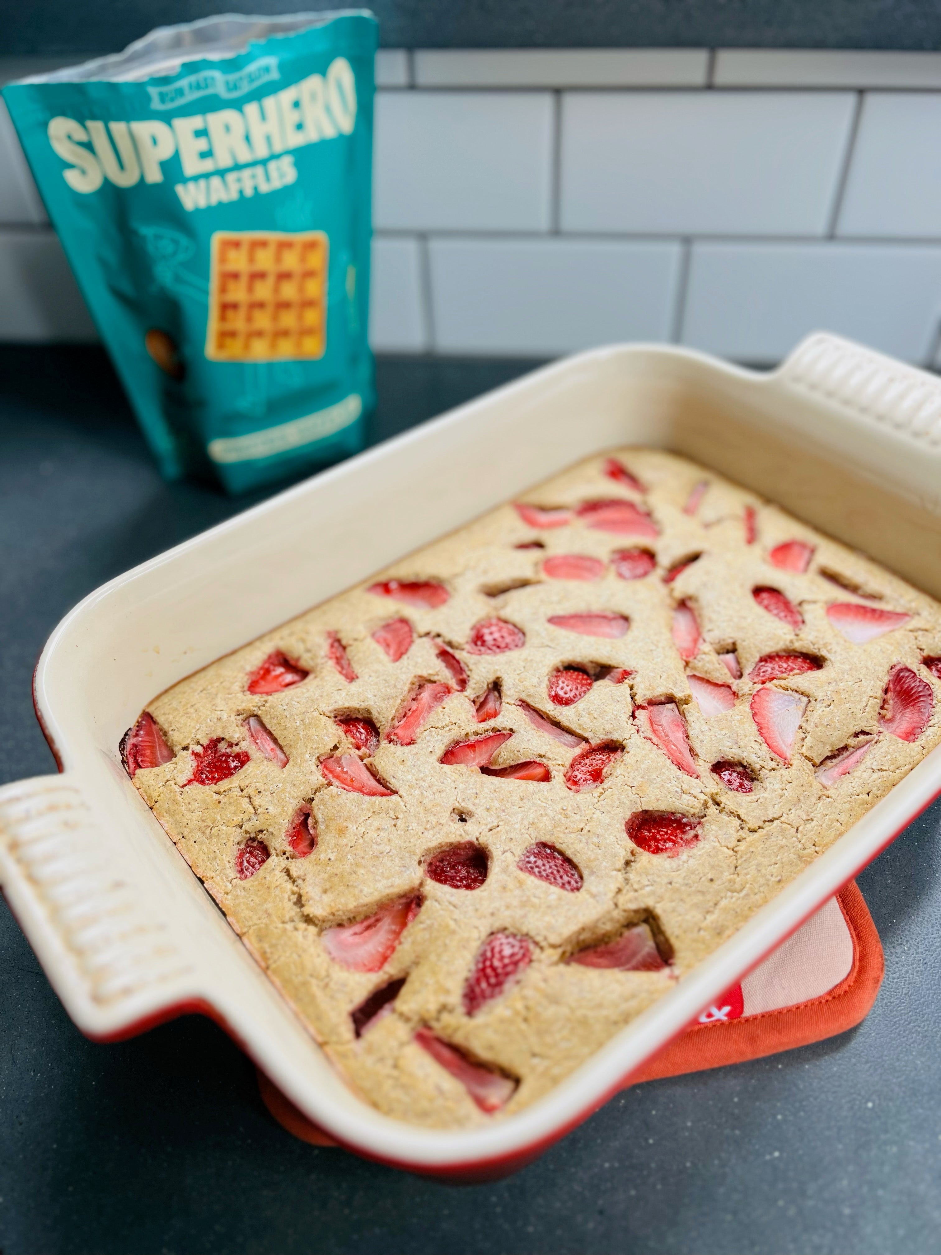 Oven-Baked Strawberry Superhero Pancake