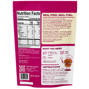 Pink back packaging of Superhero Muffins Berry Beet Muffin Mix with a muffin illustration on a transparent background