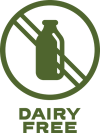 Dairy free symbol with a green circle and diagonal line through it on a transparent background.