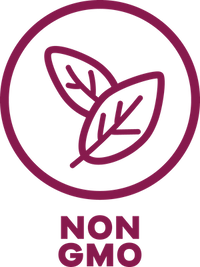 Non-GMO symbol with a pink circle on a transparent background.