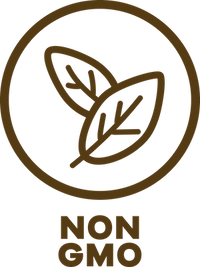 Non-GMO symbol with a brown circle on a transparent background.