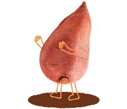 Superhero Muffins Sweet Potato Mascot on transparent background.