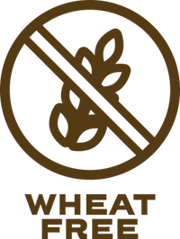 Wheat free symbol with a brown circle and diagonal line through it on a transparent background.