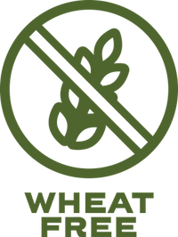 Wheat free symbol with a green circle and diagonal line through it on a transparent background.